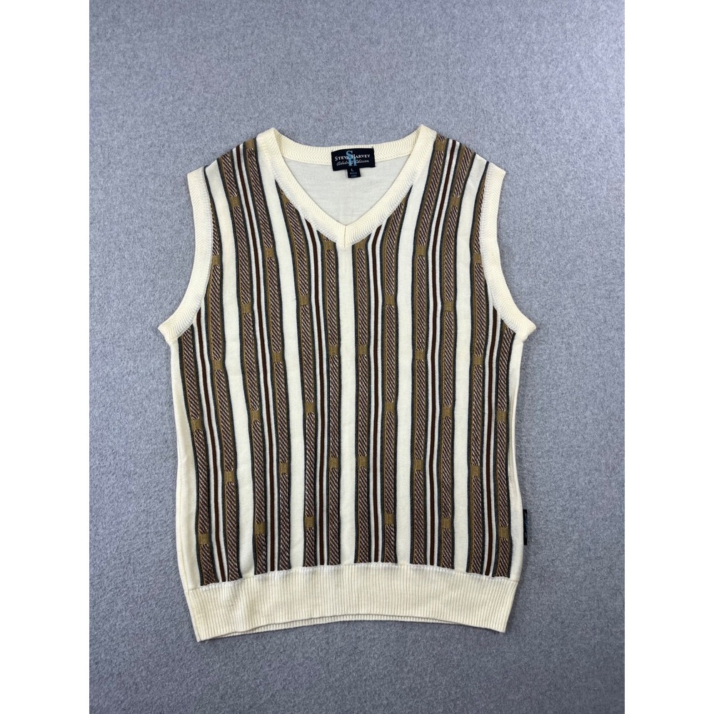 steve harvey Celebrity Edition Sweater Vest Mens White Stripe Lot of 2